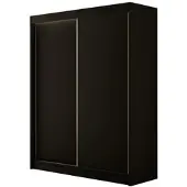 ALTDECOR Kleiderschrank mit furnierten Schiebetüren, kugelgelagerte Führungsschienen und Aluminium-Leisten 200 cm Schwarz