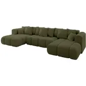 ALTDECOR Ecksofa in U-Form mit Schlaffunktion und Bettkasten CLOUD-U-v1 405x185x90 Grün - Corner Sofa Bett Eckcouch Couch L-Form Schlafcouch Ausziehbar Wohnlandschaft Schlafsofa Cauchsofa