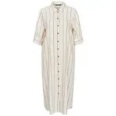 Bugatti Hemdblusenkleid , Damen, Gr. 46, Normalgrößen, beige (60, taupe), 56% Leinen, 28% Polyester, 14% Viskose, 2% Elasthan, gestreift, normal, Kleider Hemdblusenkleid, aus Leinen-Mix