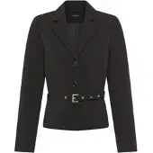 Laura scott Kurzblazer , Damen, Gr. 36, schwarz, Web, Obermaterial: 90% Polyester, 10% Elasthan. Futter: 100% Polyester, unifarben, figurbetont, Blazer Kurzblazer, mit passendem, abnhembarem Gürtel