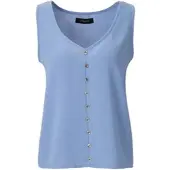 Aniston Blusentop CASUAL, Damen, Gr. 46, blau, Web, Obermaterial: 100% Polyester, Leinenoptik, unifarben, lässig geschnitten hüftlang, V-Ausschnitt, Blusen Blusentop, in Leinen-Optik