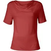 Inspirationen Wasserfallshirt "Shirt", Damen, Gr. 48, braun (zimt), 95% Viskose, 5% Elasthan, unifarben, Wasserfallausschnitt, Shirts Wasserfallshirt