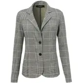 Aniston Sweatblazer CASUAL, Damen, Gr. 38, grau (schwarz, weiß, gelb), Jersey, Obermaterial: 65% Polyester, 30% Viskose, 5% Elasthan, kariert, figurbetont hüftlang, Blazer Sweatblazer, im Karo-Dessin