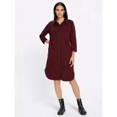 HEINE Hemdblusenkleid "Velourslederimitat-Kleid Lederimitatkleid mit Hemdkragen", Damen, Gr. 46, N-Gr, braun (burgund), Modisch, Kleider Hemdblusenkleid