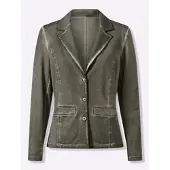 HEINE Sweatblazer "Sweatblazer Sweatblazer mit Ziersteinen", Damen, Gr. 46, grau (khaki), Sweatware, , Modisch, Blazer Sweatblazer