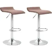 CLP 2er Set Barhocker Dyn Mit Stoffbezug I Höhenverstellbarer Thekenhocker Mit Fußstütze I Tresenhocker Mit Trompetenfuß, Farbe: braun