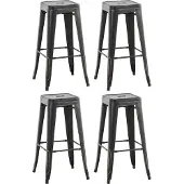 CLP 4er Set Barhocker Joshua I Stapelbare Tresenhocker aus Metall I Barstühle mit Fußstützen I Sitzhöhe 76 cm I Stapelhocker, Farbe: schwarz-gold