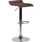 CLP Barhocker DYN V2 Stoff I Höhenverstellbarer Thekenhocker mit Fußstütze I Tresenhocker mit Trompetenfuß, Farbe: braun, Gestellfarbe: chrom