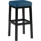 CLP Barhocker Taylor I Sitzhöhe 78 cm I Gepolsterter Barstuhl mit Stoffbezug I Tresenhocker mit schwarzem Metallgestell, Farbe: blau