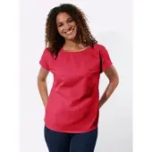Casual Looks Schlupfbluse , Damen, Gr. 44, rot, 50% Baumwolle, 50% Polyester, unifarben, Rundhals, Blusen Schlupfbluse