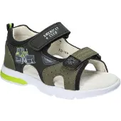 American Club XD190, Kinder Sandalen Klettverschluss Leder-Einlegesohle leicht bequem, Grun 27