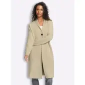 HEINE Strickjacke , Damen, Gr. 46, beige (sand), 50% Viskose, 28% Polyester, 22% Polyamid, unifarben, Strickjacken Strickjacke