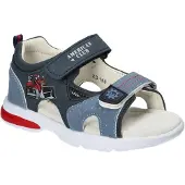 American Club XD190, Kinder Sandalen Klettverschluss Leder-Einlegesohle leicht bequem, Navy 26