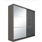 Beautysofa Schrank mit Schwebetüren VIVA 200cm - Kleiderschrank mit Schubkasteneinsätze & Kleiderstangen (Graphit)