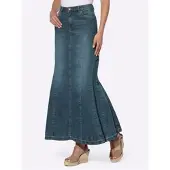 HEINE Jeansrock , Damen, Gr. 44, blau (blau, stone, washed), 99% Baumwolle, 1% Elasthan, unifarben, lang, Röcke Jeansrock