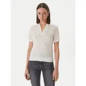 GUESS für Damen. W6GR03Z0583 Beigefarbenes Poloshirt mit Strasssteinen (XS), Lässig, Wolle, Kurzarm