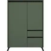 Kondela Zweitürige Kommode mit Schublade Longy REG2D1S1K - Rauchgrün / Schwarz