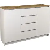 Pressiode Kommode mit 4 Schubladen 2 Schränke 120cm Klamotenschrank Sideboard Anrichte hol