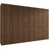 MEBLE KRYSPOL Schrank 300x202x52 cm mit Kleiderstange, 6xTür, ANDREW, Warmia-Nuss, Griff Kaschmir