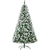 OEM Künstlicher Weihnachtsbaum, 180 cm, 800 Zweige, 61 Zapfen, feuerfest, verschneite Spitzen.