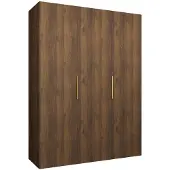 MEBLE KRYSPOL , Kleiderschrank, Schrank 150 cmx202x52, Warmia-Nuss, Gold