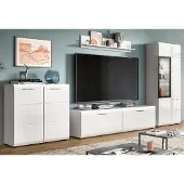 Inn.Furn Wohnwand "Cover" in weiß Hochglanz 4-teilig 330 x 160 cm