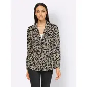 HEINE Jerseyblazer "Jersey-Blazer Jacquardblazer mit Animal-Dessin", Damen, Gr. 40, sand, schwarz, bedruckt, Jersey, , Modisch, Blazer Jerseyblazer