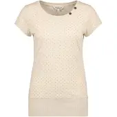 Alife & Kickin Rundhalsshirt , Damen, Gr. M, beige (chalk), 65% Baumwolle, 35% Polyester, Rundhals, Shirts Rundhalsshirt, Kurzarm mit Polka-Dot-Allover-Print, Scoop-Neck und Rippbund