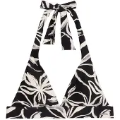 Marc O'Polo Bandeau-Bikini-Top "Abstract Floral AOP", Damen, Gr. L, N-Gr, schwarz-weiß (schwarz, weiß cotton print), Obermaterial: 84% Polyamid, 16% Elasthan, Bikini-Oberteile Bandeau-Bikini-Top