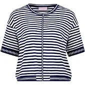 Betty Barclay Shirtjacke "Shirtjacke mit Reißverschluss", Damen, Gr. 42, bunt (weiß, dunkelblau), Obermaterial: 95% Baumwolle CO. 5% Elasthan EL., Shirts Shirtjacke