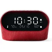 Lexon Ray | LCD-Wecker mit Thermometer und Hygrometer - Dunkelrot