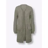 HEINE Strickjacke , Damen, Gr. 44, grün (khaki), 60% Polyester, 30% Polyamid, 10% Wolle, unifarben, Strickjacken Strickjacke