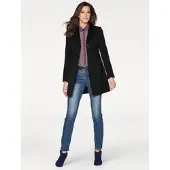 HEINE Longblazer "Longblazer", Damen, Gr. 50, schwarz, 64% Polyester, 34% Viskose, 2% Elasthan, Futter:100% Polyester, Blazer Longblazer