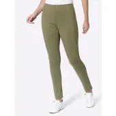 HEINE Jerseyhose , Damen, Gr. 46, Normalgrößen, beige (khaki), 66% Viskose, 29% Polyamid, 5% Elasthan, unifarben, Hosen Jerseyhose