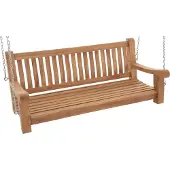 CLP Schaukelbank wetterfest Teakholz Joyce, ideal zum Entspannen, robust massiv, mit Armlehnen und Ketten, Gartenbank für Terrasse und Veranda, Farbe: teak, Größe: 200 cm