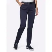 Inspirationen Chinohose , Damen, Gr. 48, Normalgrößen, blau (marine), 98% Baumwolle, 2% Elasthan, unifarben, Hosen Chinohose