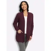 Sieh an! Strickjacke SIEH AN "Strickjacke Strickjacke", Damen, Gr. 54, lila (burgund), Strick, , Modisch, V-Ausschnitt, Strickjacken Strickjacke