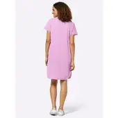Casual Looks Jeanskleid "Kleid", Damen, Gr. 40, Normalgrößen, rosa (rosé), 100% Baumwolle, unifarben, kurz, V-Ausschnitt, Kleider Jeanskleid