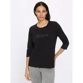HEINE Rundhalsshirt "Shirt", Damen, Gr. 46, schwarz, 95% Baumwolle, 5% Elasthan, unifarben, Rundhals, Shirts Rundhalsshirt