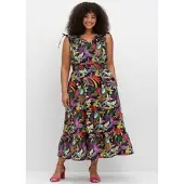 Sheego Maxikleid BY JOE BROWNS "Maxikleid Maxikleid mit farbenfrohem Print", Damen, Gr. 52, N-Gr, bunt (blau, gemustert), Elegant, Kleider Maxikleid