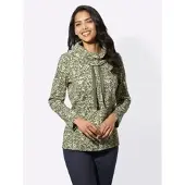 Sieh an! Sweatshirt, Damen, Gr. 38, khaki, champagner, bedruckt, 100% Baumwolle, geblümt, gemustert, Sweatshirts Sweatshirt