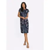 Sieh an! Jersey-Kleid in marine-hellrosé-bedruckt | Gr.: 54