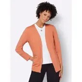 Casual Looks Shirtjacke "Shirtjacke", Damen, Gr. 46, orange (papaya), 50% Baumwolle, 50% Modal, unifarben, V-Ausschnitt, Shirts Shirtjacke