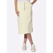 HEINE Sweatrock , Damen, Gr. 34, beige (champagner), 62% Baumwolle, 38% Polyester, gemustert, unifarben, wadenlang, Röcke Sweatrock