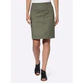 HEINE Sommerrock , Damen, Gr. 50, grün (khaki), 67% Baumwolle, 30% Lyocell, 3% Elasthan, unifarben, kurz, Röcke Sommerrock