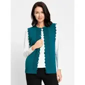 Inspirationen Strickweste , Damen, Gr. 44, bunt (aquapetrol, meliert), 50% Baumwolle, 50% Polyacryl, meliert, unifarben, Westen Strickweste