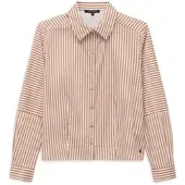 Bugatti 1100000002199 , Damen, Gr. 44, beige (640, messing), Chiffon, 70% Baumwolle, 27% Polyamid, 3% Elasthan, gestreift, normal, ohne Ausschnitt, Blusen 1100000002199, gestreift aus Baumwollmischung