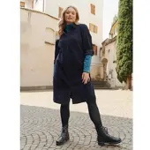 Sheego Blusenkleid "Cord-Kleid", Damen, Gr. 54, Normalgrößen, blau (tiefblau), 100% Baumwolle, unifarben, knielang, V-Ausschnitt, Kleider Blusenkleid