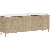 vidaXL Gartenbank mit Kissen Beige 110x30x40,5 cm Poly Rattan