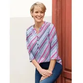 Sieh an! 3/4-Arm-Bluse in ecru-marine-bedruckt | Gr.: 46